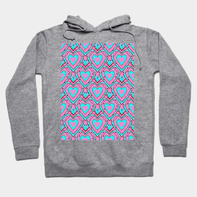 BLUE Pink Happy Valentines Day Hearts Hoodie by SartorisArt1